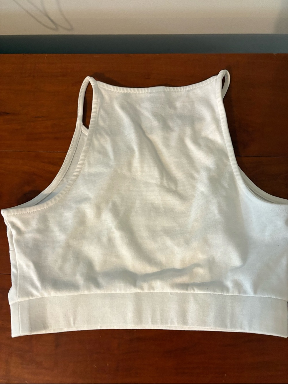 Title: White Lace Front Cropped Tank Top High Neck Size M - Picture 3 of 5